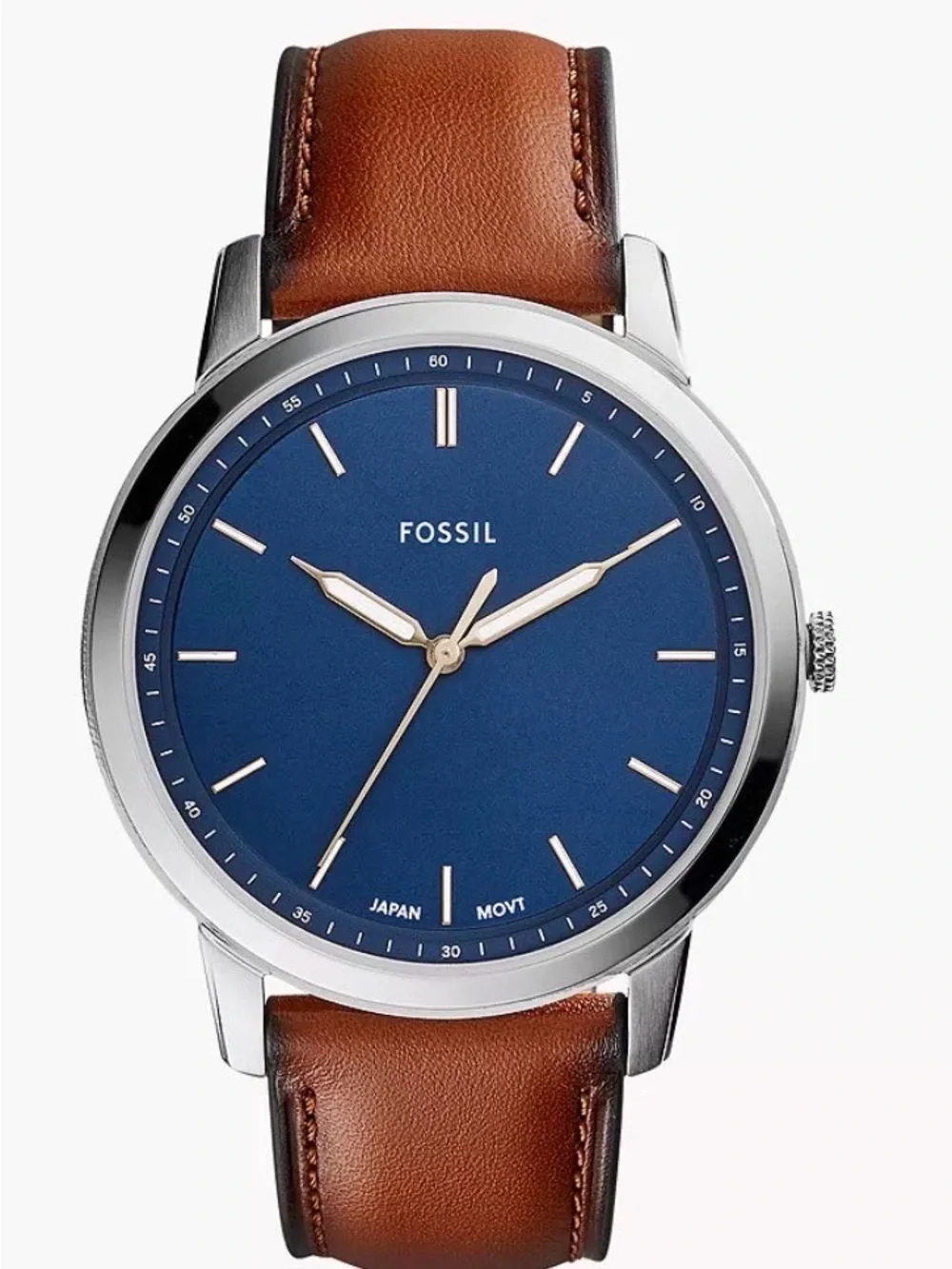 Fossil Navy Dial with Brown Leather Strap Watch